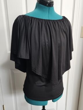 Black Off-Shoulder/Multi Style Ruffle Top